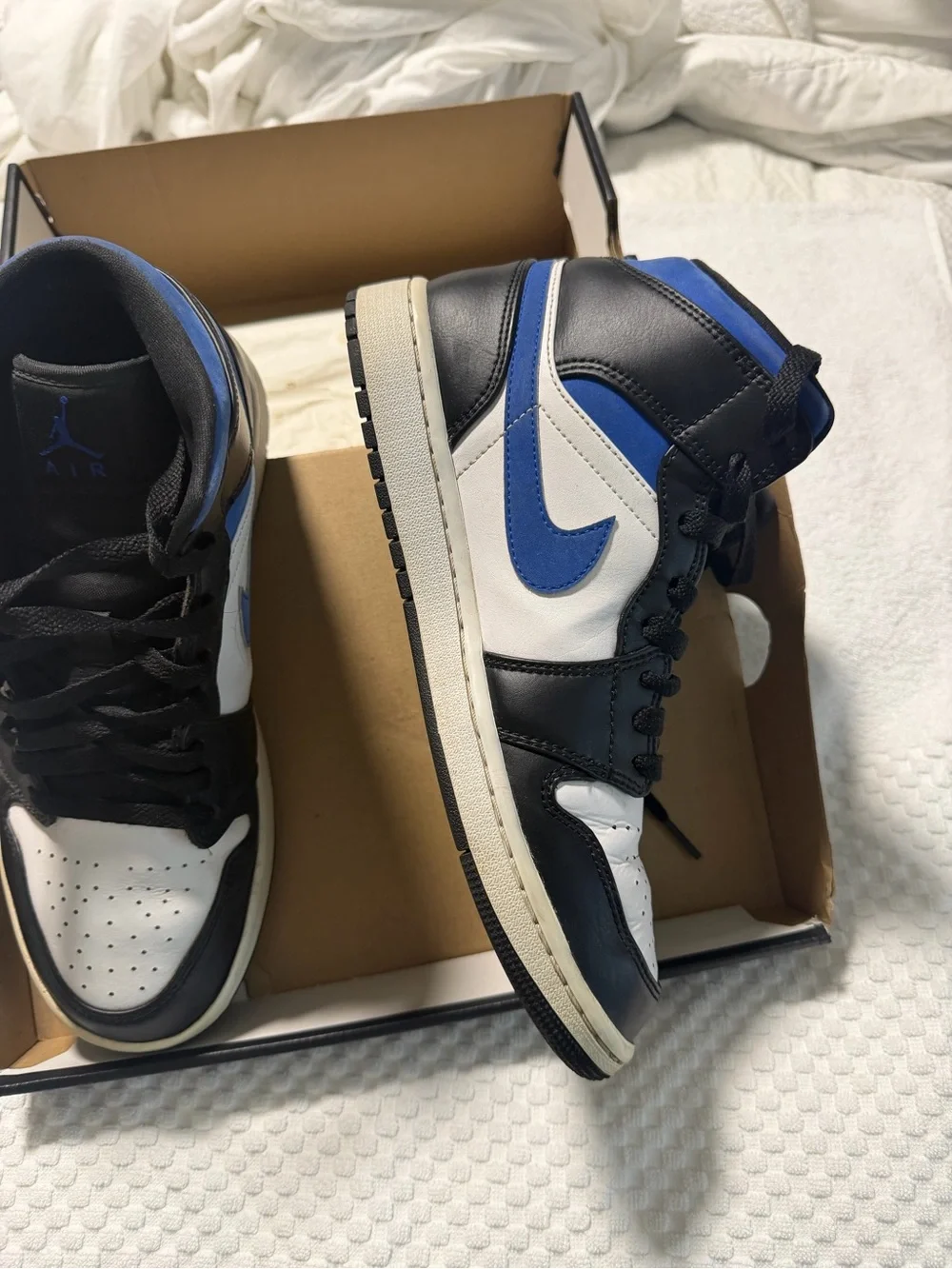 Jordan Black White Royal Blue Mid-Top Sneakers